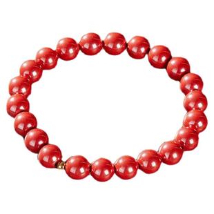 五台山朱砂手串本命年足金转运珠帝王砂平安护身符紫金砂手链男女