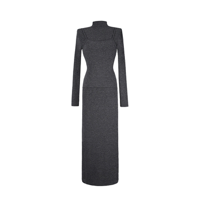 大婷婷 长袖假两件半高领长裙连衣裙气质女装冬季显瘦时尚DT1802