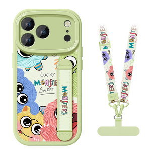 小怪兽适用苹果17promax手机壳iphone16pro套17外腕带支架17promax挂绳款女16硅胶12全包15的13爆14软pro众
