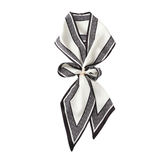 韩国温柔素净气质长条丝巾 窄长条白色装饰领巾围巾发带腰带