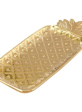 库存ins风金色菠萝陶瓷收纳盘