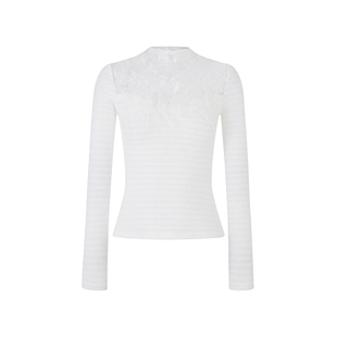 Sun雅乔【温柔乡】秋冬名媛网纱蕾丝拼接毛绒针织长袖打底衫上衣