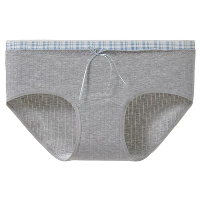 miu系少女感格纹拼接大码内裤