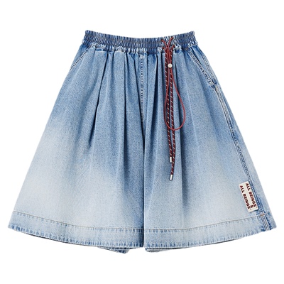 ALL BEINGS2025SS夏季新款休闲洗水轻薄牛仔大摆五分裙裤短款女