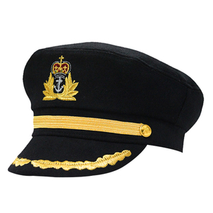 麦穗刺绣船长帽男女秋冬季毛呢保暖简约潮流鸭舌帽高顶平顶帽子女