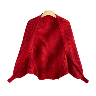 毛衣披肩女2025新款外搭高端秋冬季妈妈毛线长袖开衫百搭旗袍外套