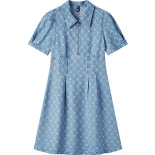 森柔牛仔|森马牛仔连衣裙女泡泡袖甜酷俏皮夏季气质凉感短裙时尚