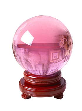 高档大小粉色水晶球办公桌摆件
