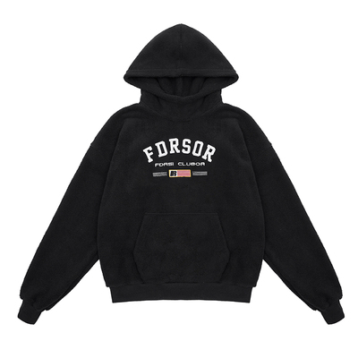 FDR国潮美式字母羊羔绒连帽卫衣