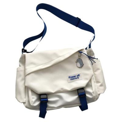 韩国ins克莱因蓝大容量斜挎包女大学生上课包韩版百搭单肩书包男