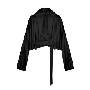 【暗黑先锋】RICK OWENS RO 26SS 暗黑涂层堆堆领女款连帽长袖T恤