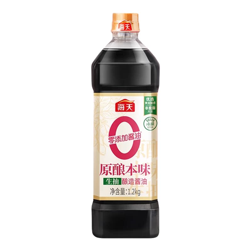海天原酿本味1.2kg0添加酱油生抽酱油酿造酱油炒菜点蘸凉拌调味品