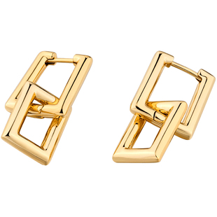 白岚双扣耳钉女925银小众设计感耳环气质轻奢复古耳饰ED1994