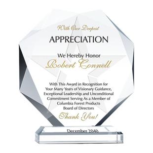 高端水晶奖杯定制刻字玻璃摆件感谢牌周年纪念品光荣退休奖座奖牌