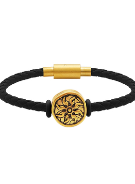 电黑纯金太阳转运珠黄金手链男款