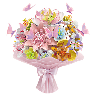 iblock花屿蝶积木花朵拼花束摆件手工礼物情人节摆件送女生女朋友