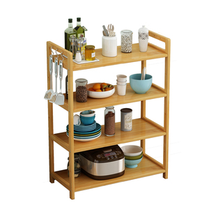 厨房置物架杂物收纳架蔬菜调料架落地多层家用楠竹制品客厅木架子