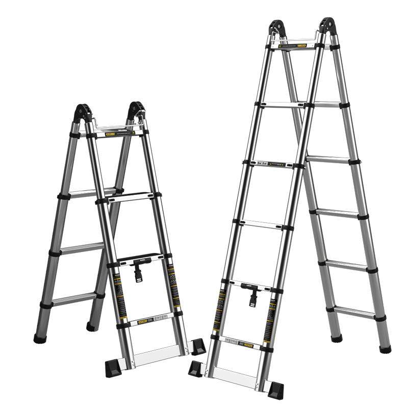 镁多力加厚伸缩梯子升降工程梯便携家用多功能直梯折叠不锈钢楼梯