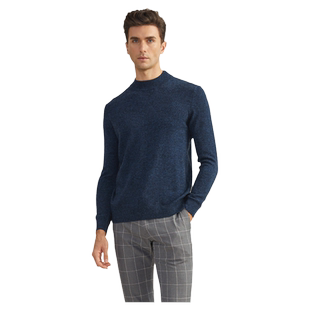 圣雪绒2021秋冬新款男半高领纯色羊绒衫简约基础款长袖针织衫