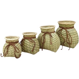 竹编鱼篓儿童小背篓采茶篓舞蹈演出道具编织幼儿园活动绑麻绳背篼