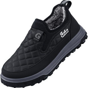 老北京布鞋男棉鞋冬加绒保暖老人鞋中老年新款防水防滑加厚爸爸鞋