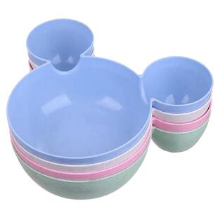 小麦桔杆双耳碗加厚家用碗儿童餐碗套装幼儿园宝宝防摔环保餐具