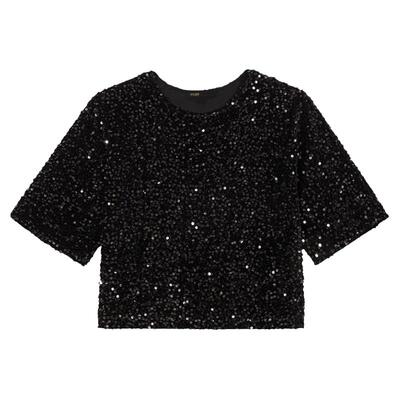 Maje亮片宽松短袖针织上衣
