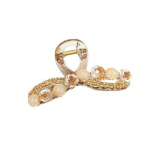 小香风山茶花珠珠中号抓夹大号发量多女后脑勺盘发鲨鱼夹发夹发抓