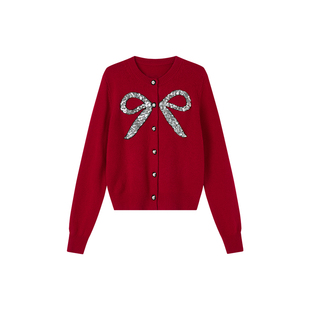 Jamor加墨简约高级感绵羊毛针织衫开衫上衣2025秋冬新款毛衣