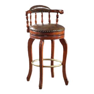 美式实木吧台椅子酒吧椅家用靠背餐厅高脚凳复古旋转吧椅吧台凳