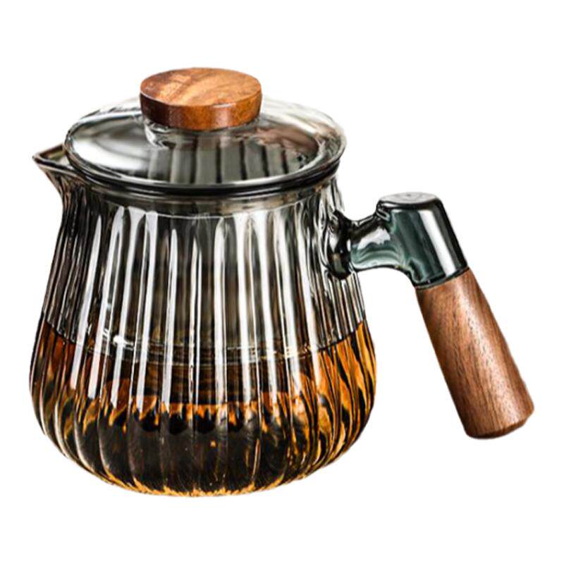 玻璃茶壶耐高温加厚泡茶壶茶水分离家用花茶壶茶具木把过滤煮茶壶