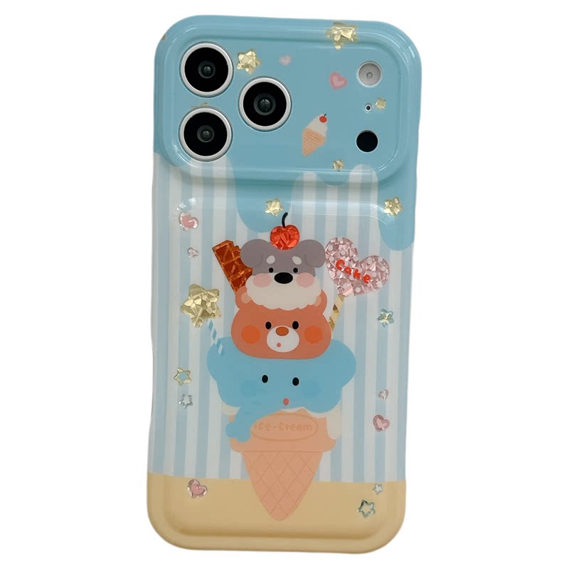 MoreRex 卡通ins动物叠叠乐甜筒适用苹果18手机壳创意iphone17promax新款18pro日韩15全包防摔保护套14女款16
