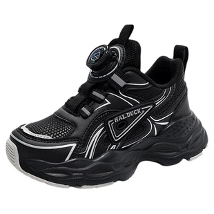 小黄鸭晋江童鞋男童运动鞋2026春秋新款网面透气黑色男孩儿童鞋子