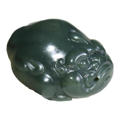 玉奕沙枣青金蟾挂件玉吊坠