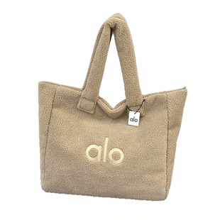 ALO羊羔绒托特包女大容量百搭单肩手提包休闲简约逛街购物毛绒包