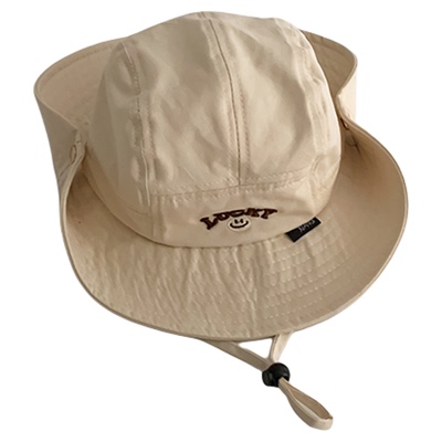 儿童帽子春秋薄款遮阳防晒帽大帽檐渔夫帽男女宝宝夏季户外露营帽