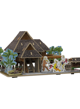 云南特色建筑傣族竹楼木质玄关柜