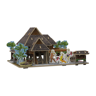 迪爱歪云南文创纪念礼品傣族竹楼建筑成品模型木质玄关装饰品摆件