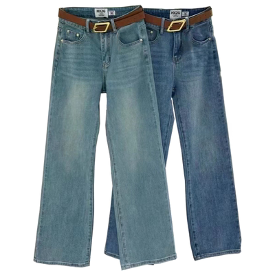 HX2G加绒加厚直筒阔腿拖地牛仔裤