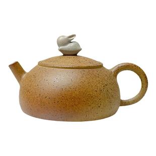 小谦山房飞兔半月紫砂壶宜兴原矿黄金段泥柴烧壶泡茶小品女士茶壶