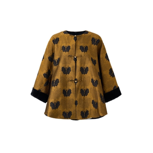 宫小妍【上久楷·黑金蝴蝶】盘扣新中式双面穿外套601061