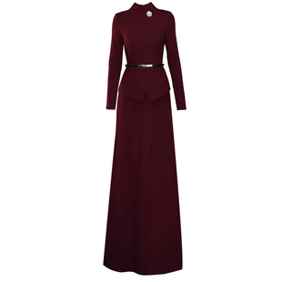 酒红色秋冬长裙女2025新款显瘦宴会连衣裙显瘦好看冬装气质长裙73