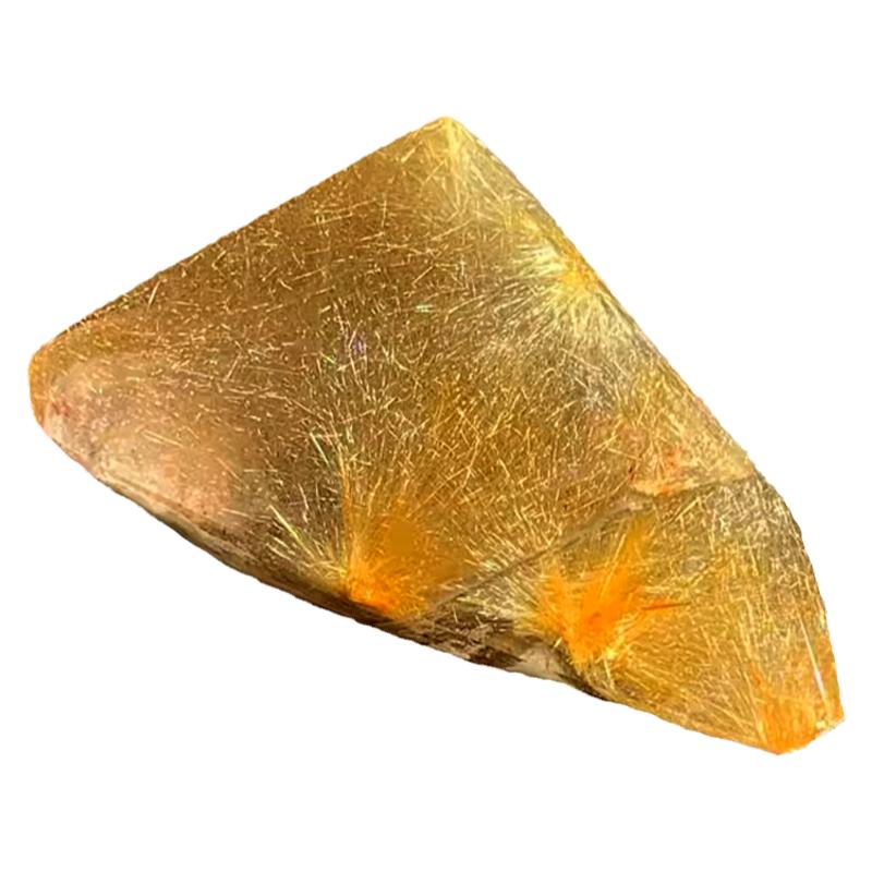 天然切面金发晶手把件
