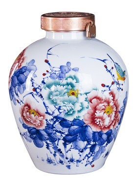 景界手绘插画陶瓷酒坛酒缸酒罐子