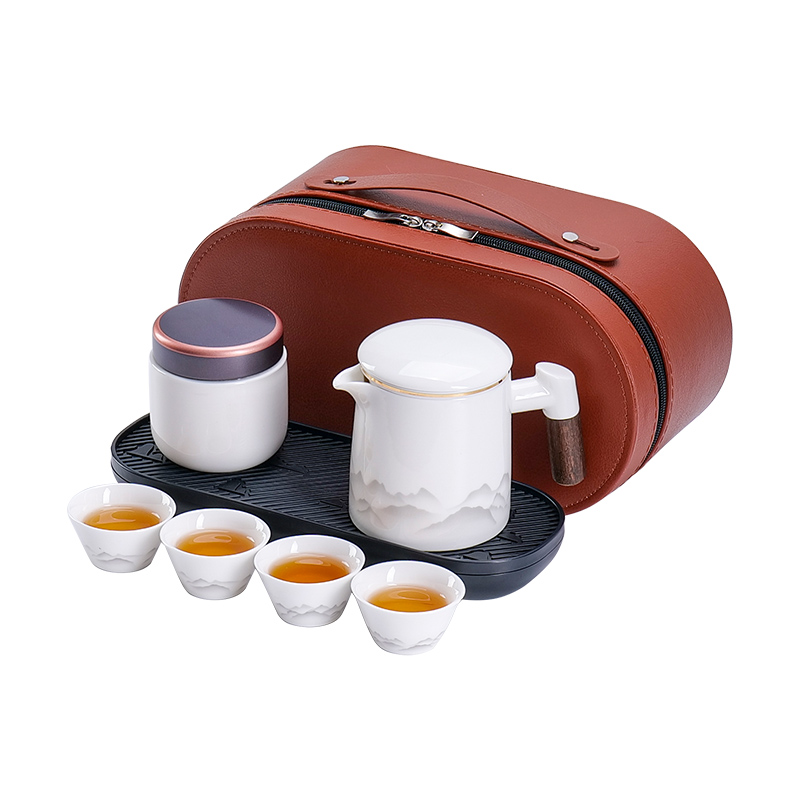 水墨江山便携式旅行茶具套装一壶四杯户外露营泡茶壶茶杯伴手礼品