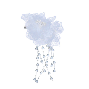 超仙白色网纱铃兰花流苏发夹儿童公主表演生日头饰女童头花夹子