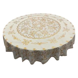 多尺寸防水防油免洗烫金超大圆桌布加厚加厚塑料台布欧式圆桌布