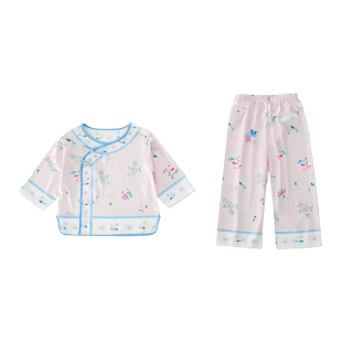 女童睡衣春秋夏装冰丝儿童中式国风套装女宝宝小童四季女孩家居服