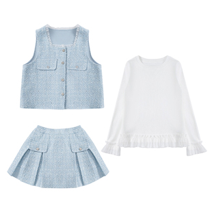 女童套装2026新款春秋季儿童衣服洋气初中生女孩春装三件套小香风