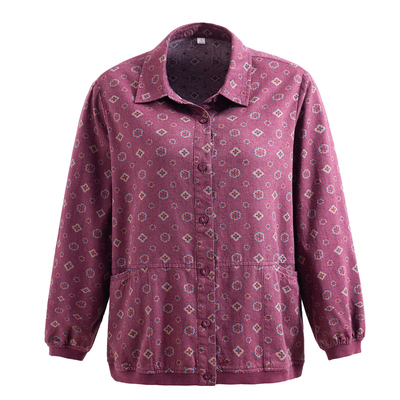 中老年人春装女纯棉长袖衬衫妈妈春秋薄外套全棉宽松时尚奶奶衬衣